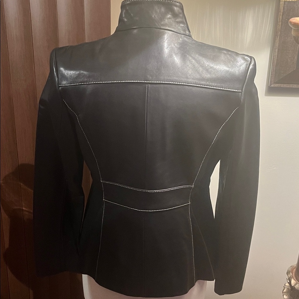 Michael Kors Black Leather Jacket - Picture 6 of 10
